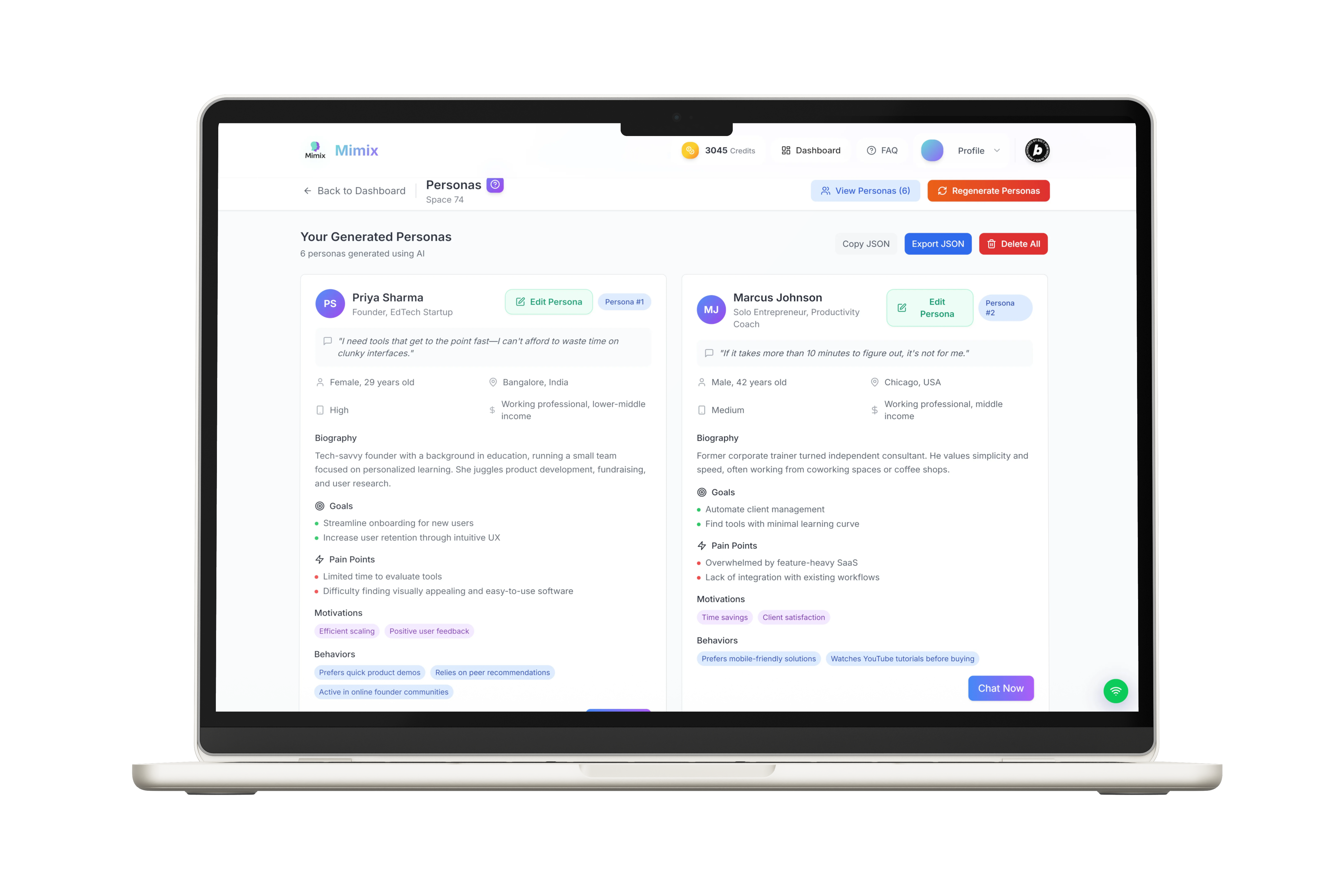 Mimix Personas Management